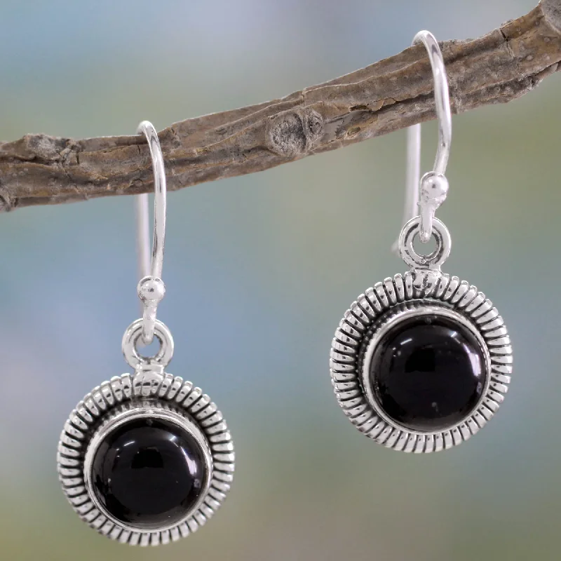 Best hoop earrings with stacked layers for a dimensional and bold look-Universal Fair Trade Sterling Silver and Onyx Earrings