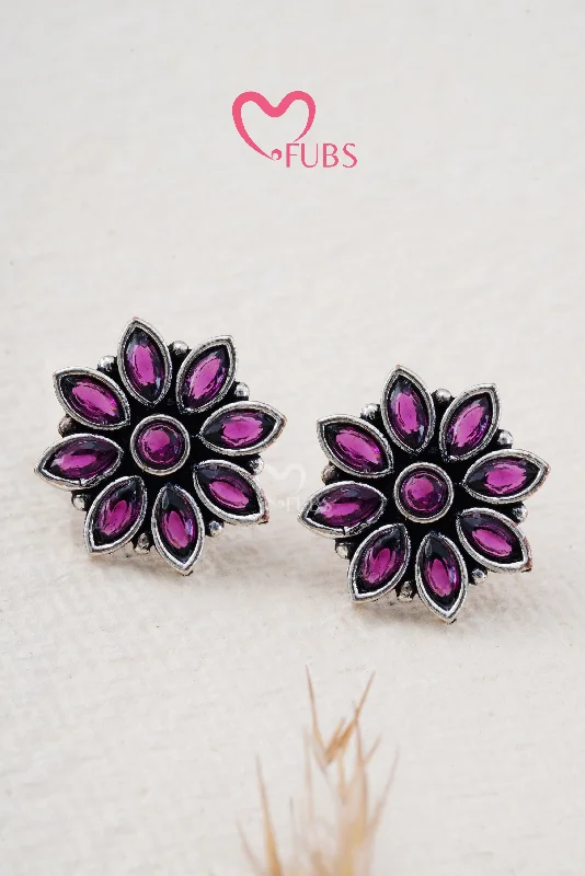 Hoop earrings with abstract wirework for an artistic, unique look-Violet Petals & Sparkles Studs Earrings