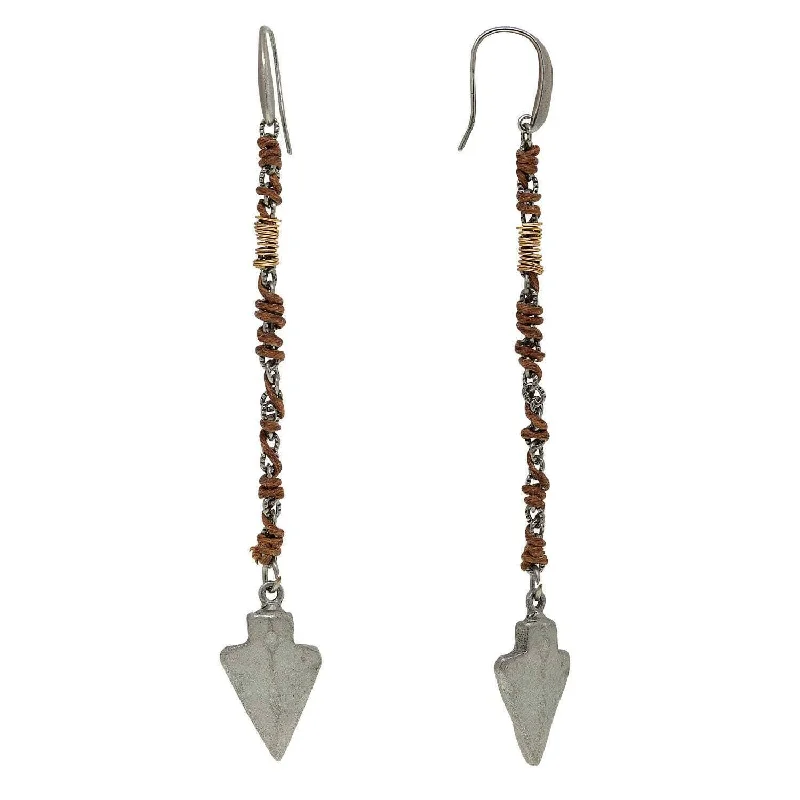 Best hoop earrings with minimal embellishments for a sleek and modern look-T.R.U. Walnut Brown Wrapped Linear Arrowhead Earrings