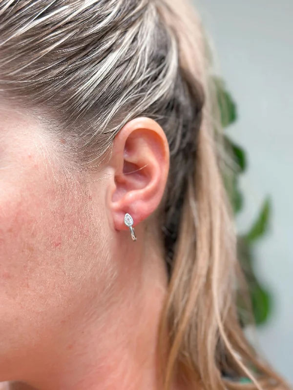 Hoop earrings with spiral designs for a dynamic and fluid look-White Gold Dipped Teardrop Hoop