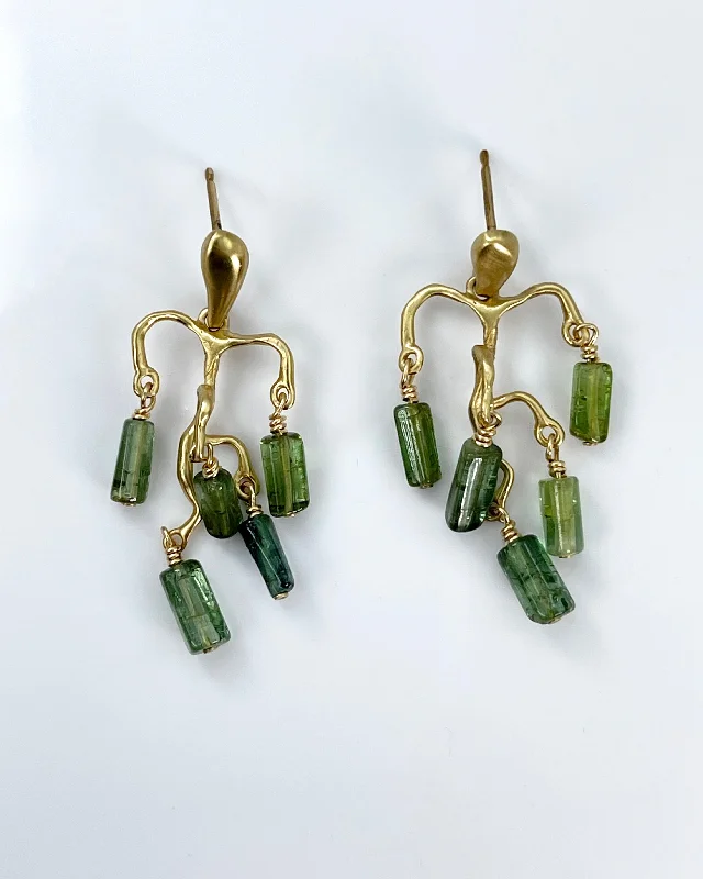 Best hoop earrings with geometric hexagon shapes for a modern, angular look-Julie Cohn Wisteria Tourmaline Chandelier Earrings