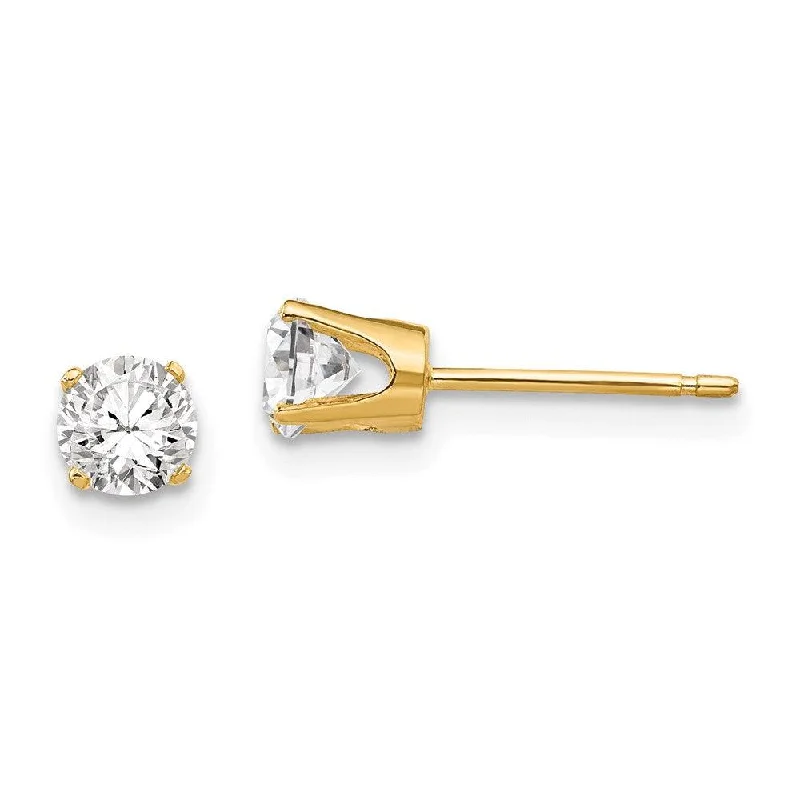 Hypoallergenic Stud Earrings for Sensitive -14k 4.25mm CZ stud earrings