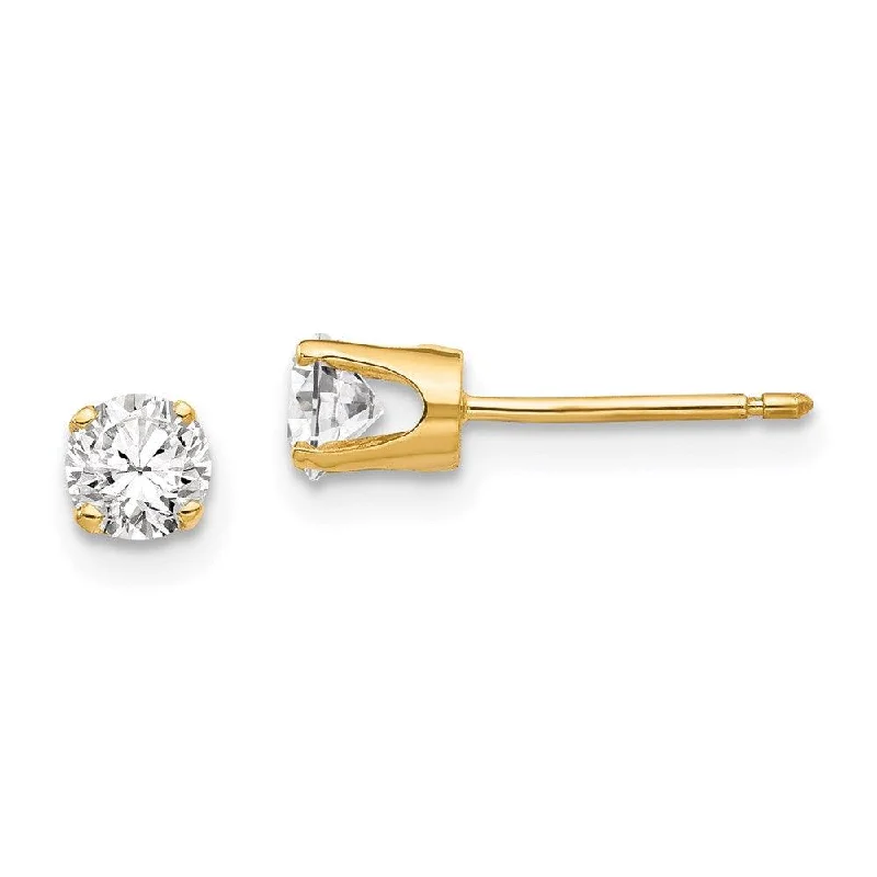 Nickel Free Stud Earrings for Safety -14k 4mm CZ stud earrings