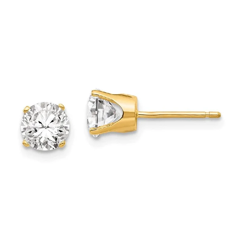 Lightweight Stud Earrings for All Day -14k 5.5mm CZ stud earrings