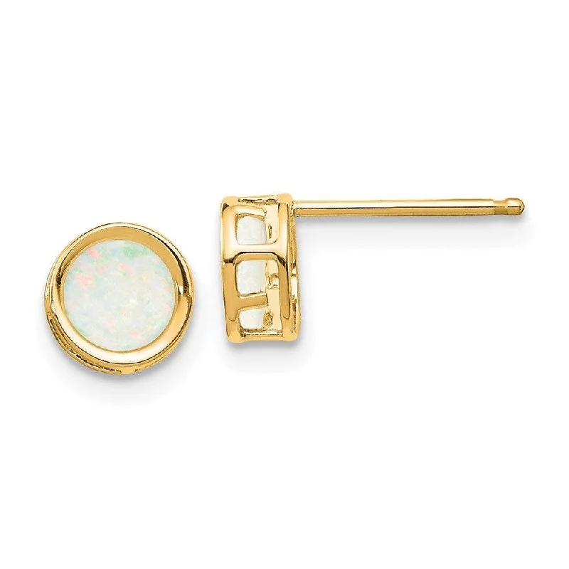 Stud Earrings with Enamel -14k 5mm Bezel Opal Stud Earrings