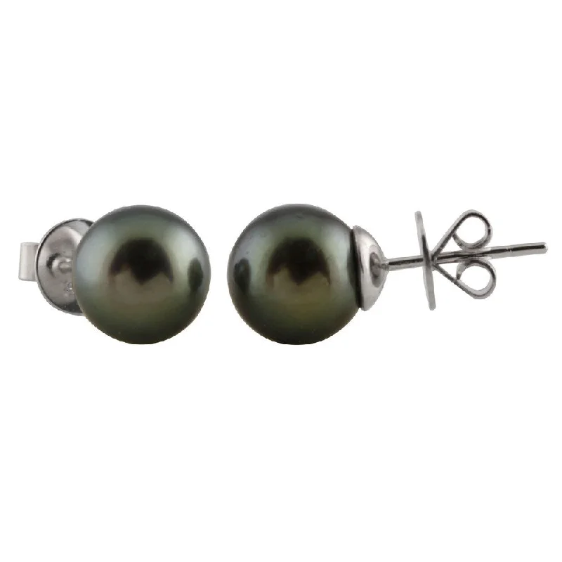 Celtic Stud Earrings with Knotwork -14k Gold Tahitian Pearl 10-millimeters Stud Earrings