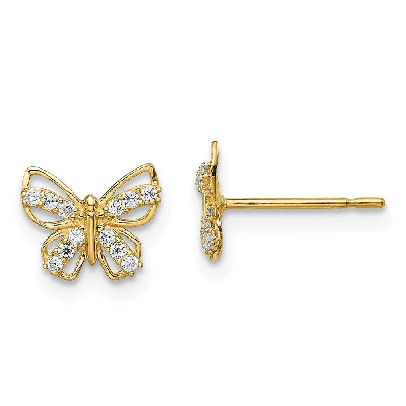 Hippie Stud Earrings with Beads -Madi K Kid's 14k  Butterfly CZ Stud Earrings