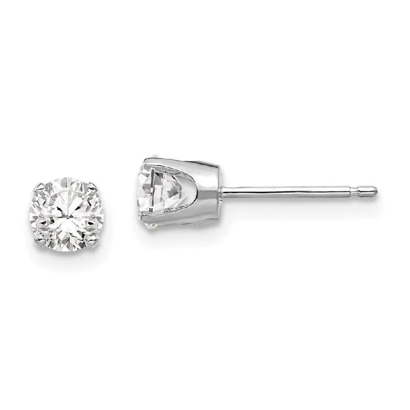 African Stud Earrings with Culture -14k White Gold 4.5mm CZ stud earrings