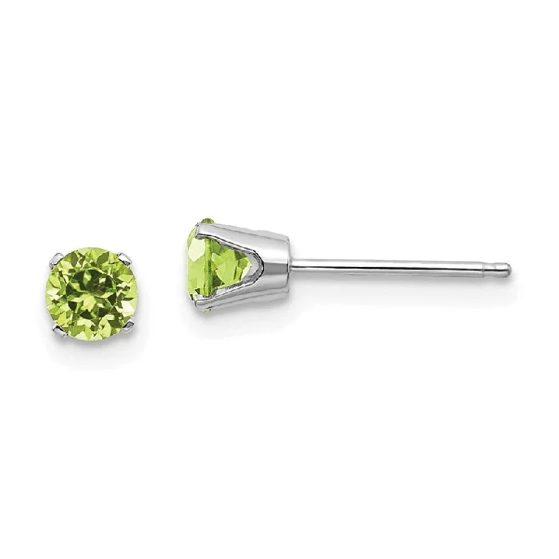 Stud Earrings for Birthday Celebration -14k White Gold 4mm Peridot Stud Earrings