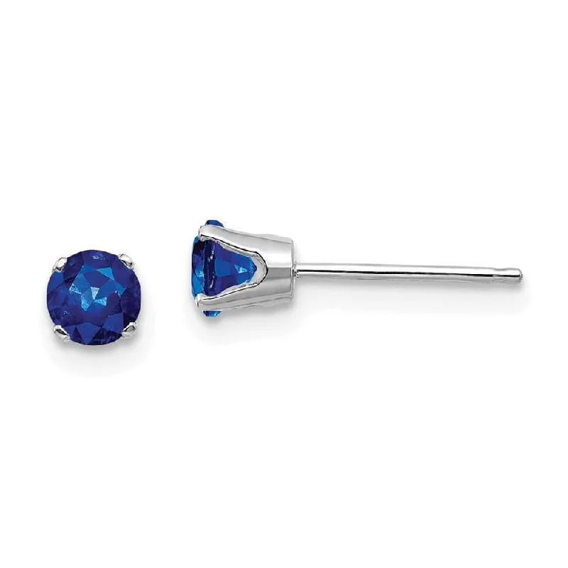 Stud Earrings for Valentine's Day -14k White Gold 4mm Sapphire Stud Earrings