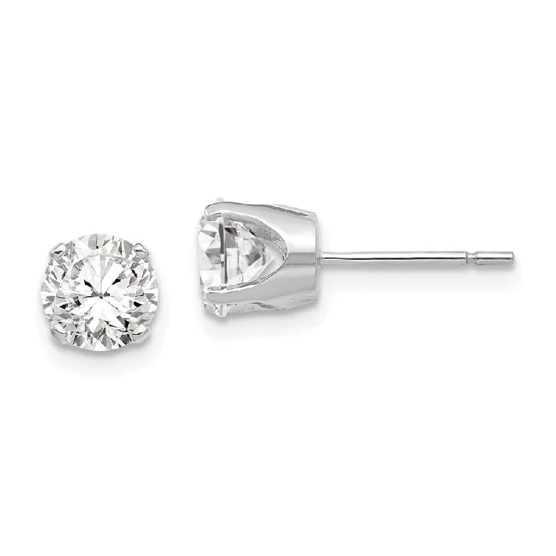 Waterproof Stud Earrings for Outdoor -14k White Gold 5.75mm CZ stud earrings