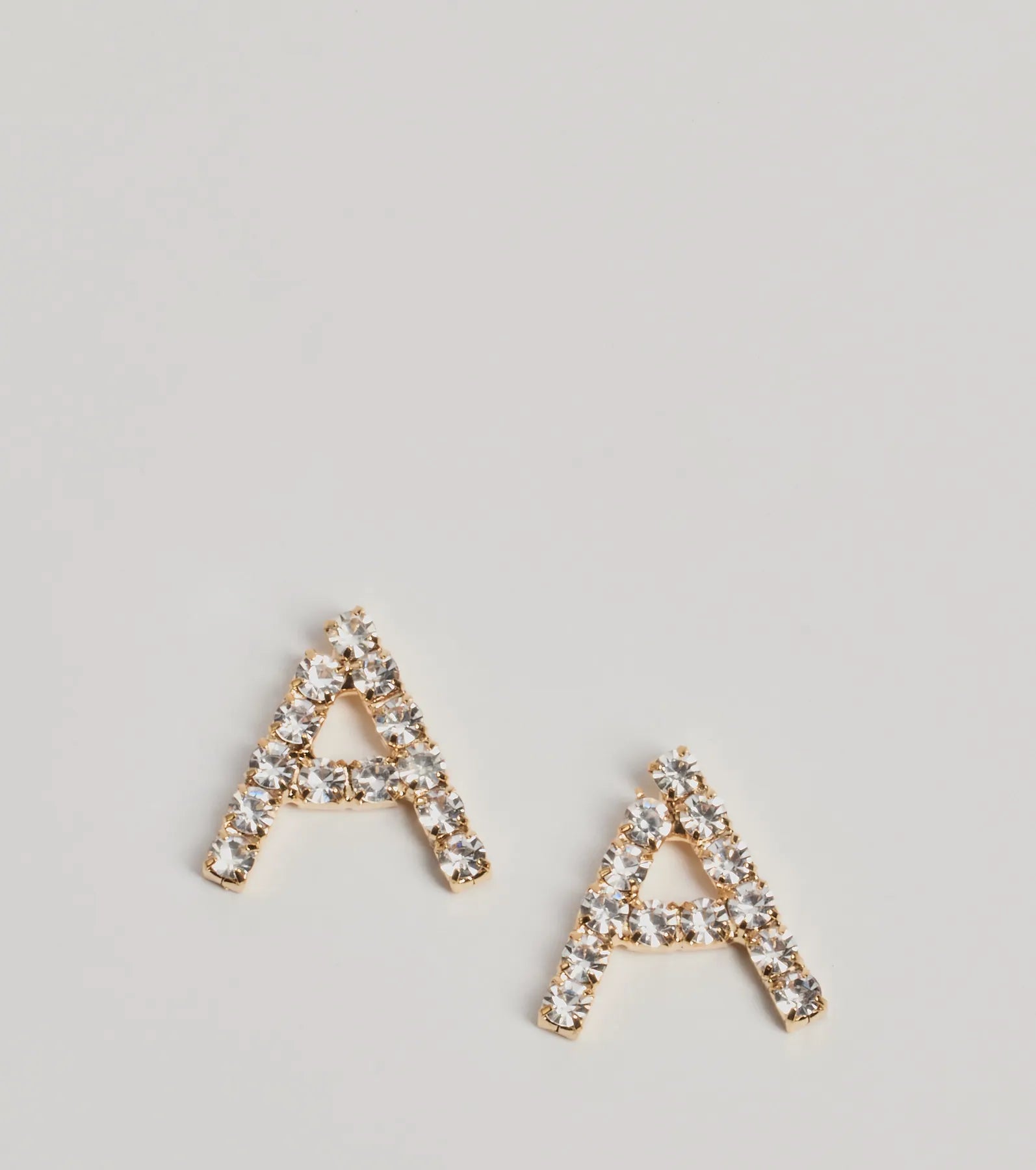 Stud Earrings for Formal Attire -A Initial Rhinestone Stud Earrings