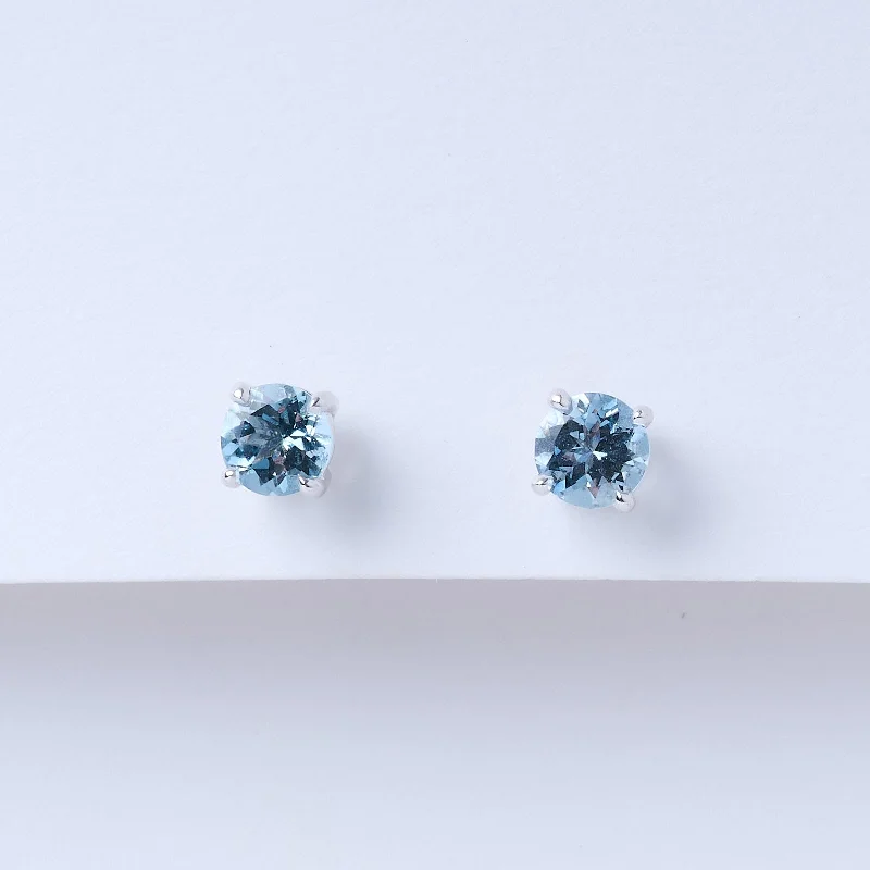 Stud Earrings with Symbolic Elements -Aquamarine Stud Earrings