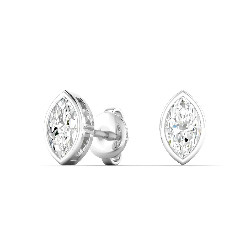 Triangular Stud Earrings for Edge -Marquise Bezel Diamond Stud Earrings