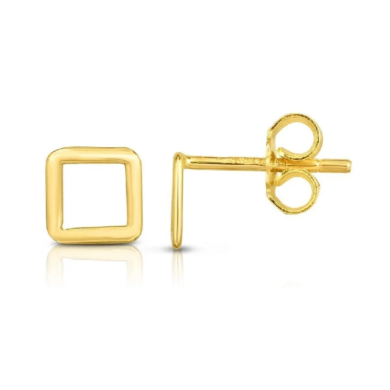 Punk Stud Earrings with Spikes -Curata 14k Yellow Gold 10mm Open Square Stud Earrings