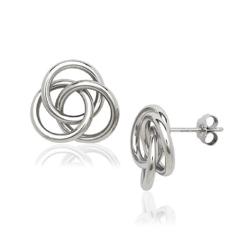 Ethnic Stud Earrings with Tribal Design -Curata Sterling Silver 16mm Wire Love Knot Post Stud Earrings - White