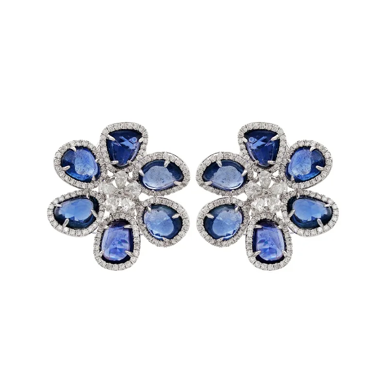 Stud Earrings with Infinity Symbols -Desert Blooms Mariposa Blue Sapphire Stud Earrings