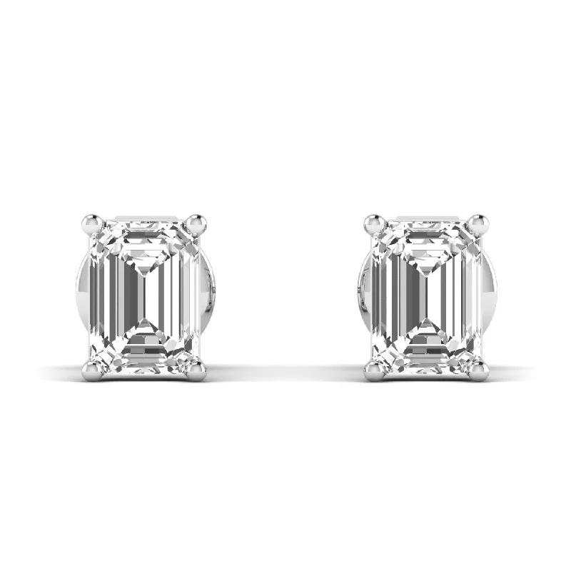 Bohemian Stud Earrings with Tassels -Emerald Cut Diamond Stud Earrings