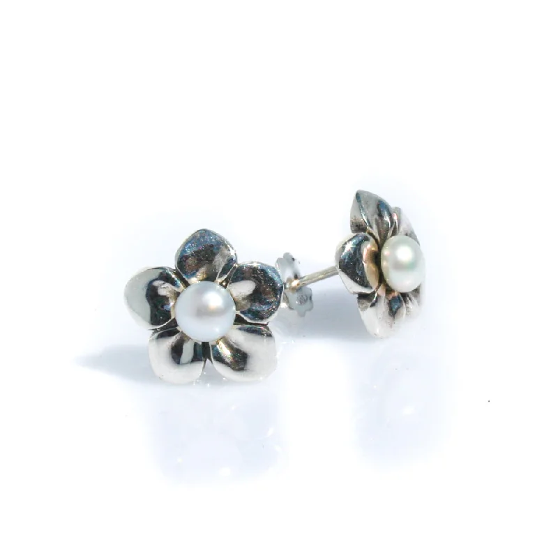 Gemstone Stud Earrings for Color -Frangipani Pearl Stud Earrings