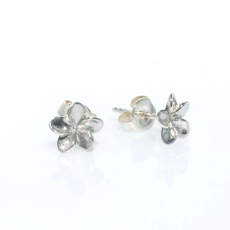 Crystal Stud Earrings for Sparkle -Frangipani Sterling Silver Small Stud Earrings