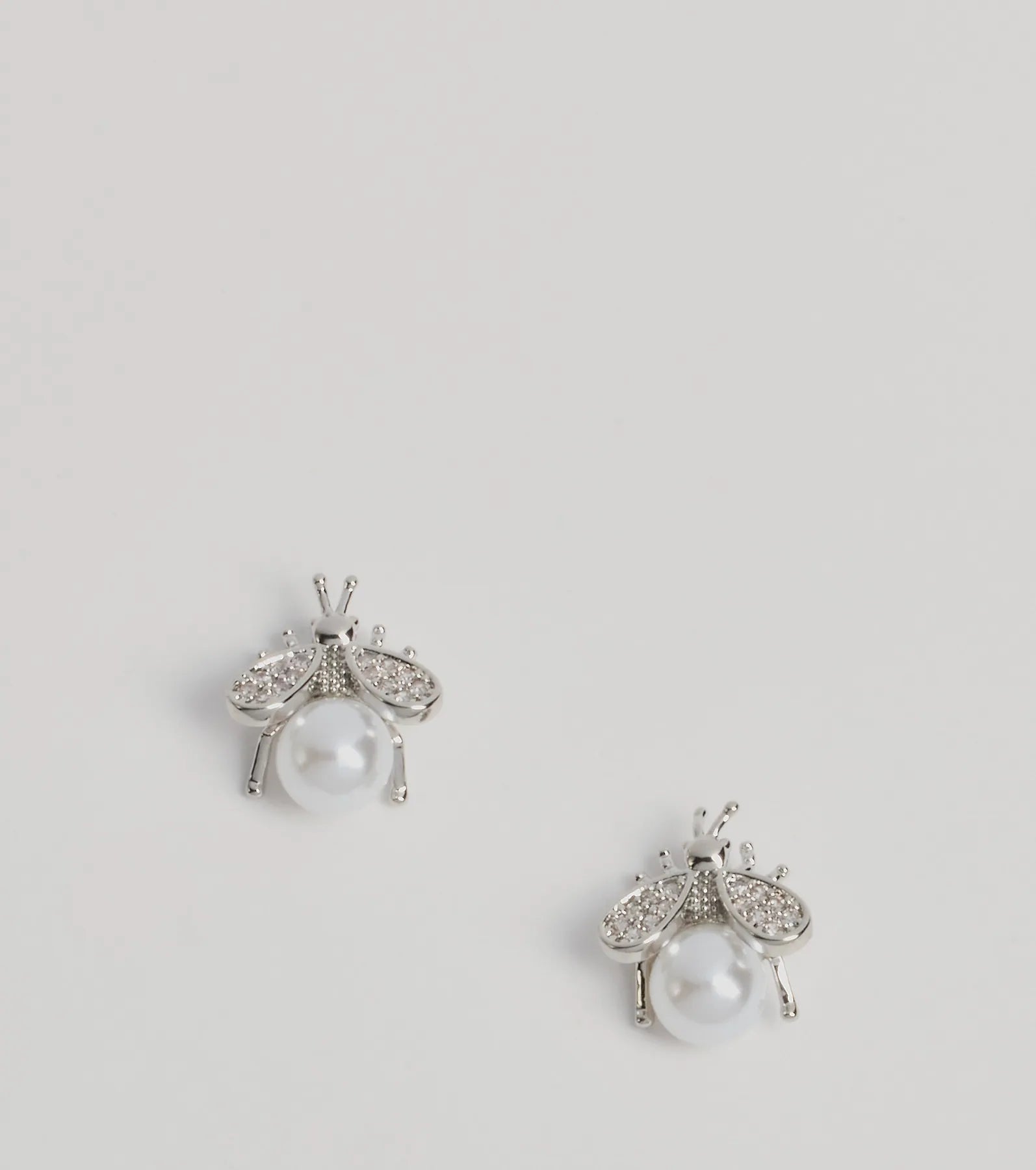 Stud Earrings for Everyday Glamour -Glam Cutie Rhinestone And Pearl Bee Stud Earrings