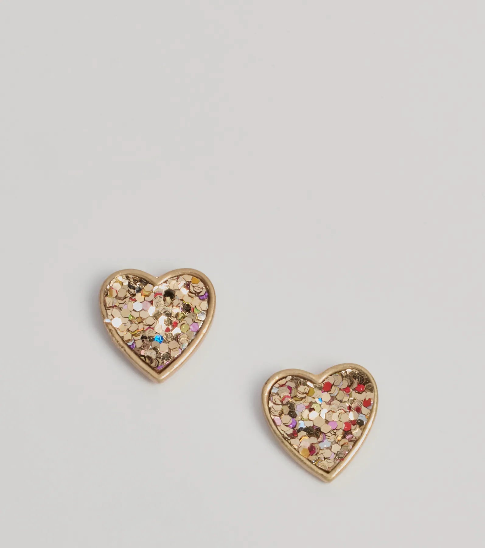 Stud Earrings for Graduation Day -Glitzy Fab Glitter Heart Stud Earrings