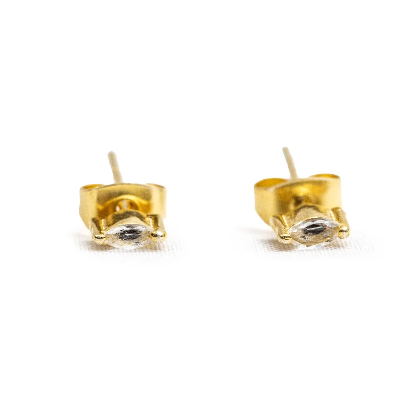 Push Back Stud Earrings for Convenience -***Gold Plated Marquise Stud Earrings