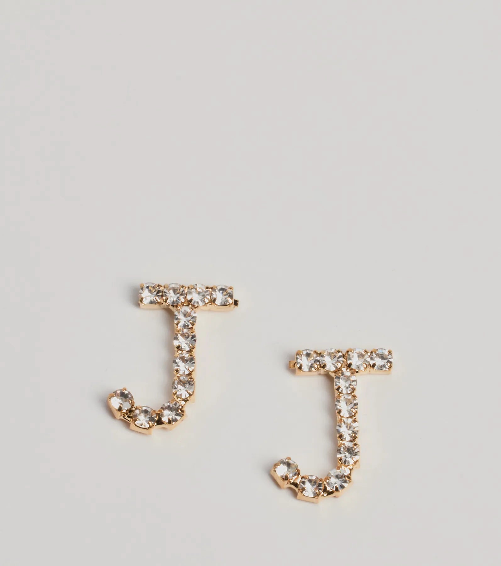 Stud Earrings for Festival Style -J Initial Rhinestone Stud Earrings