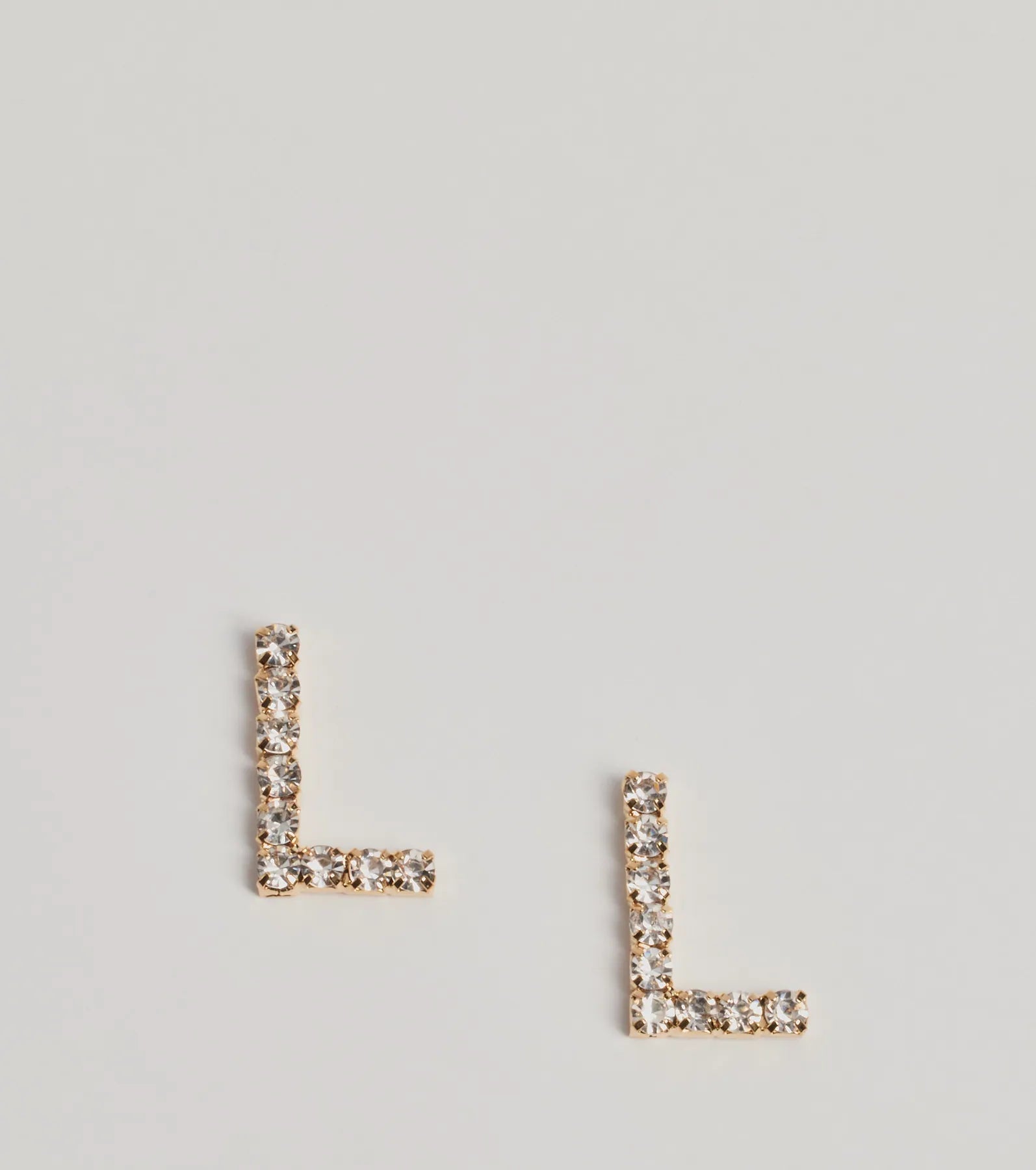 Stud Earrings for Shopping Trip -L Initial Rhinestone Stud Earrings