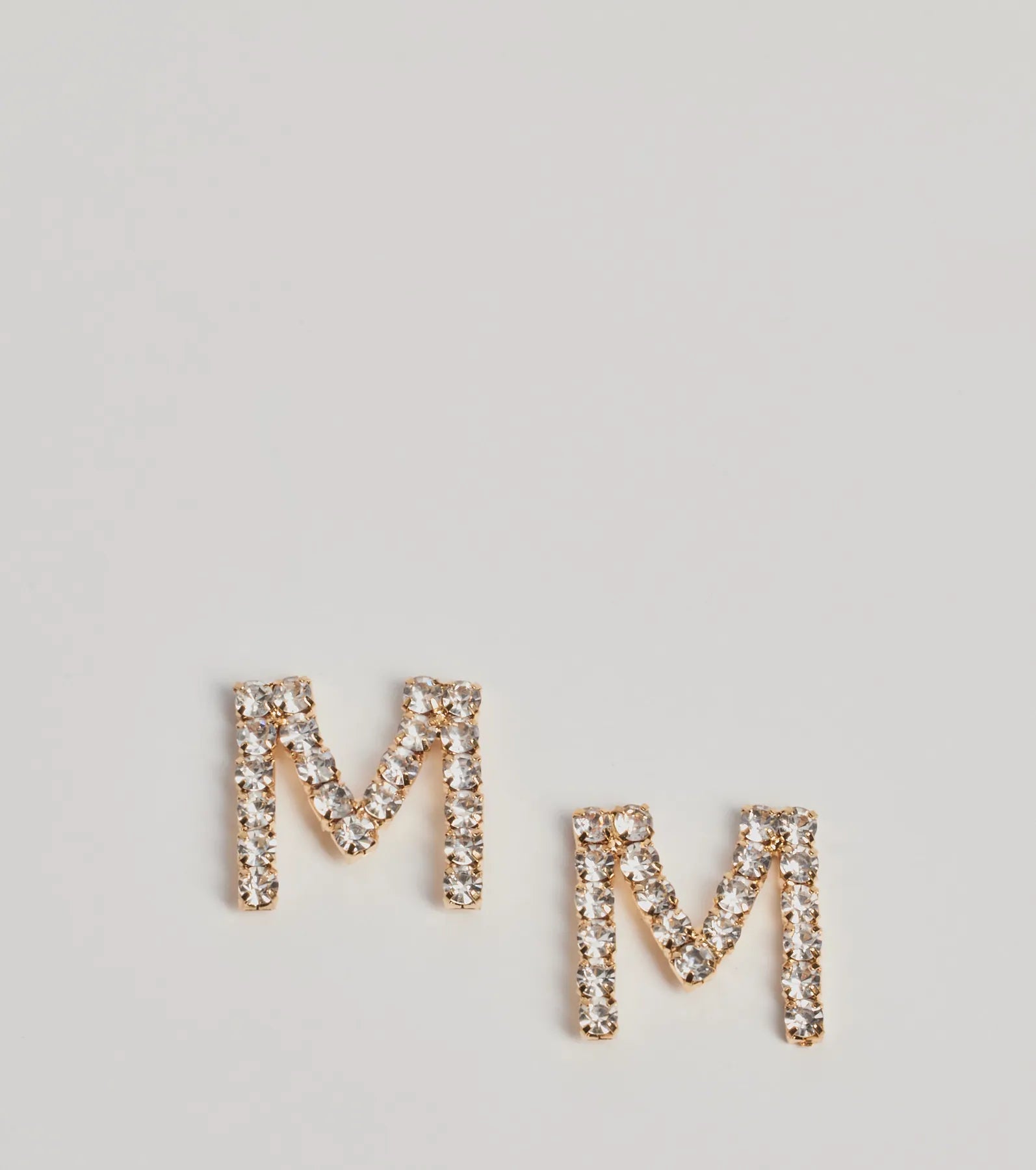 Stud Earrings for Christmas Party -M Initial Rhinestone Stud Earrings