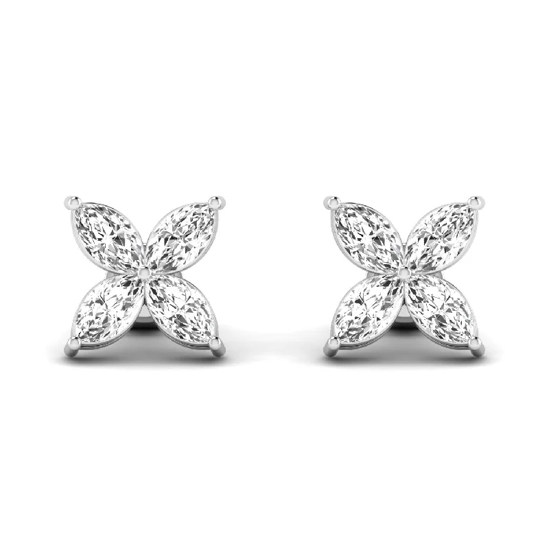 Gothic Stud Earrings with Dark Tone -Marquise Floral Stud Earrings