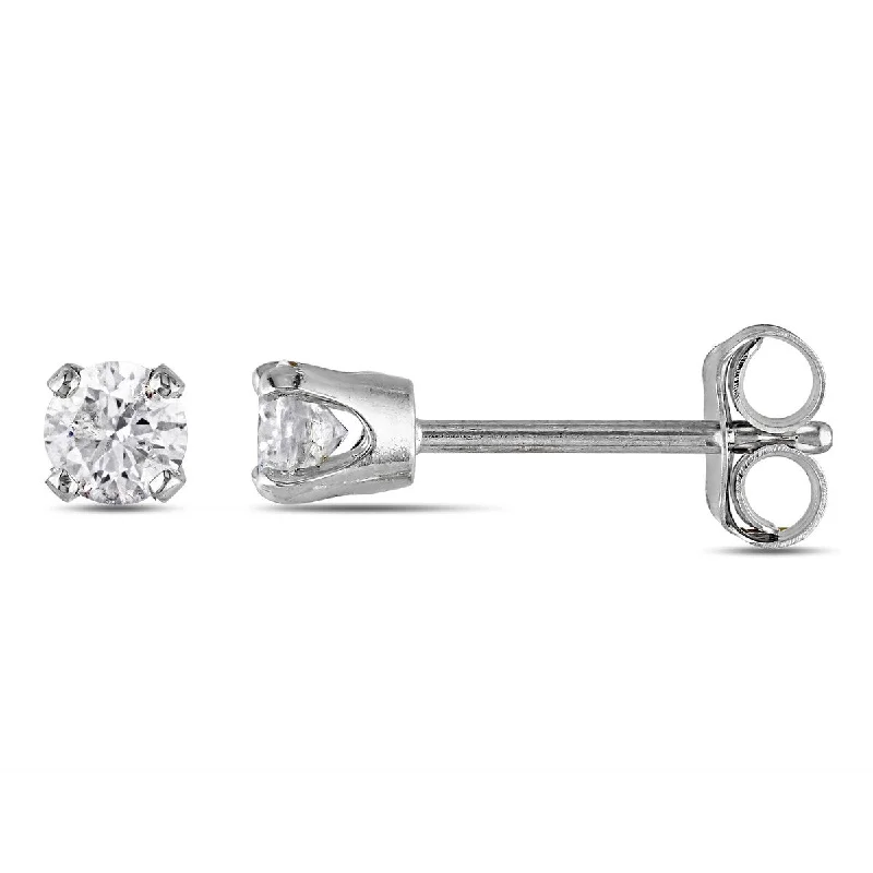 Stud Earrings with Textured Surface -Miadora 1/4ct TW Diamond Stud Earrings in 10k White Gold