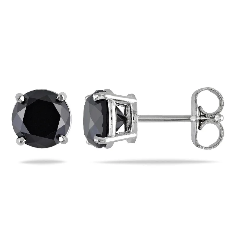 Stud Earrings for Formal Attire -Miadora 2ct TW Black Diamond Stud Earrings in 14k White Gold