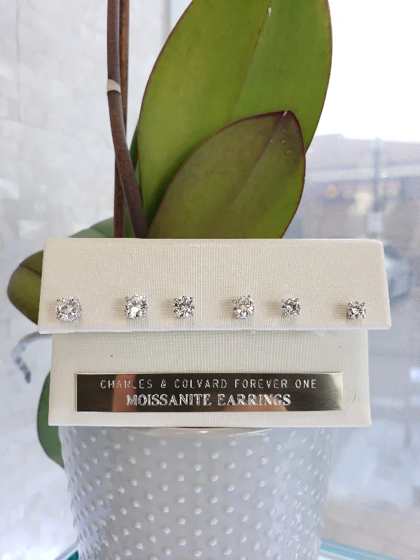 Magnetic Closure Stud Earrings for Easy -Moissanite Stud Earrings - Forever one DEF color - 3 sizes available