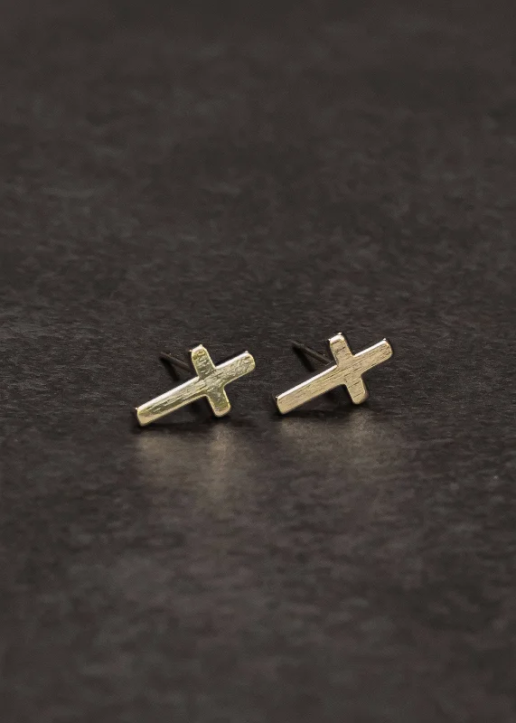 Magnetic Closure Stud Earrings for Easy -Gold Cross Stud Earrings