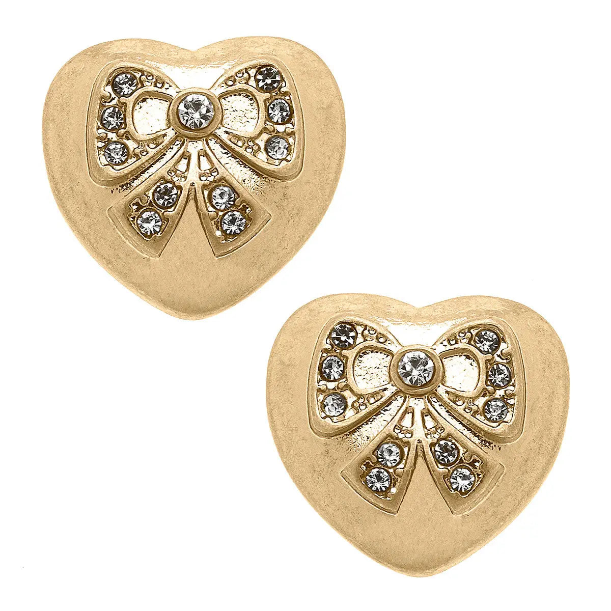 Stud Earrings with Polished Shine -Rylan Bow Heart Stud Earrings