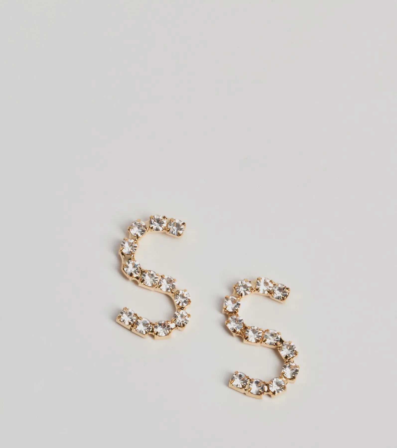 Stud Earrings for Wellness Routine -S Initial Rhinestone Stud Earrings