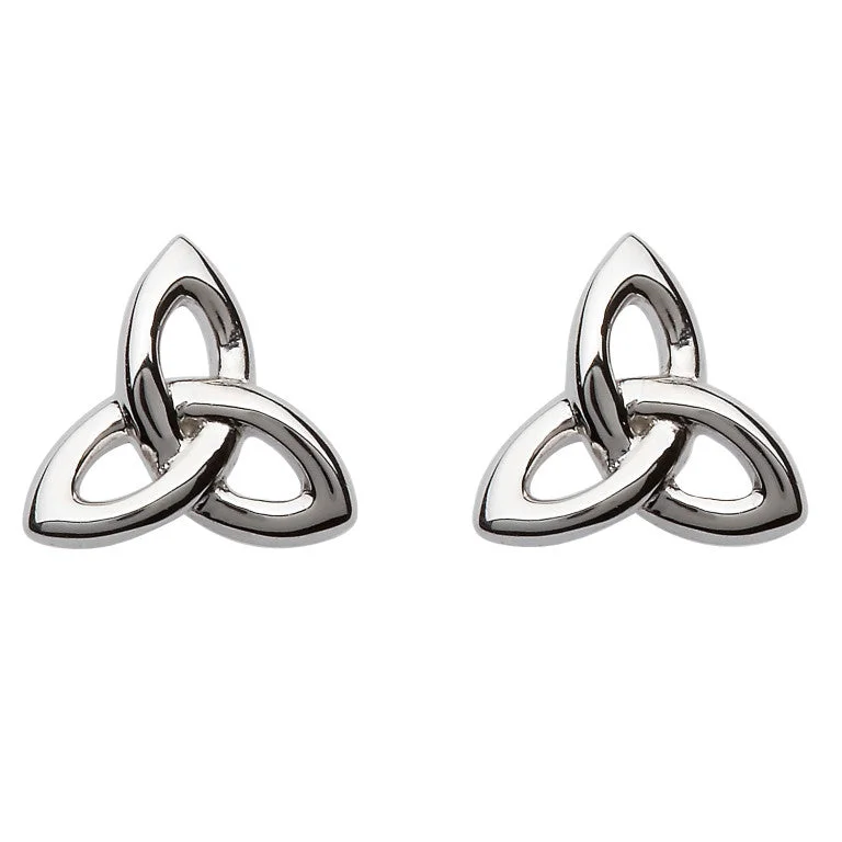 Leverback Stud Earrings for Comfort -Silver Celtic Trinity Knot Stud Earrings