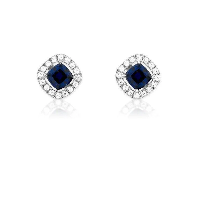 Push Back Stud Earrings for Convenience -Sterling Silver CZ Micro Pave Square Stud Earrings