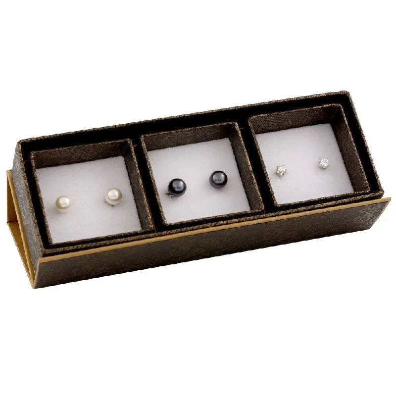 Stud Earrings with Abstract Designs -Sterling Silver Freshwater Pearl Round Stud Earrings (7-8mm)