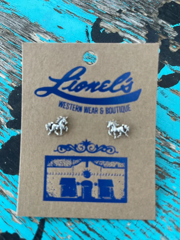 Indian Stud Earrings with Intricacy -Sterling Silver Horse Stud Earrings