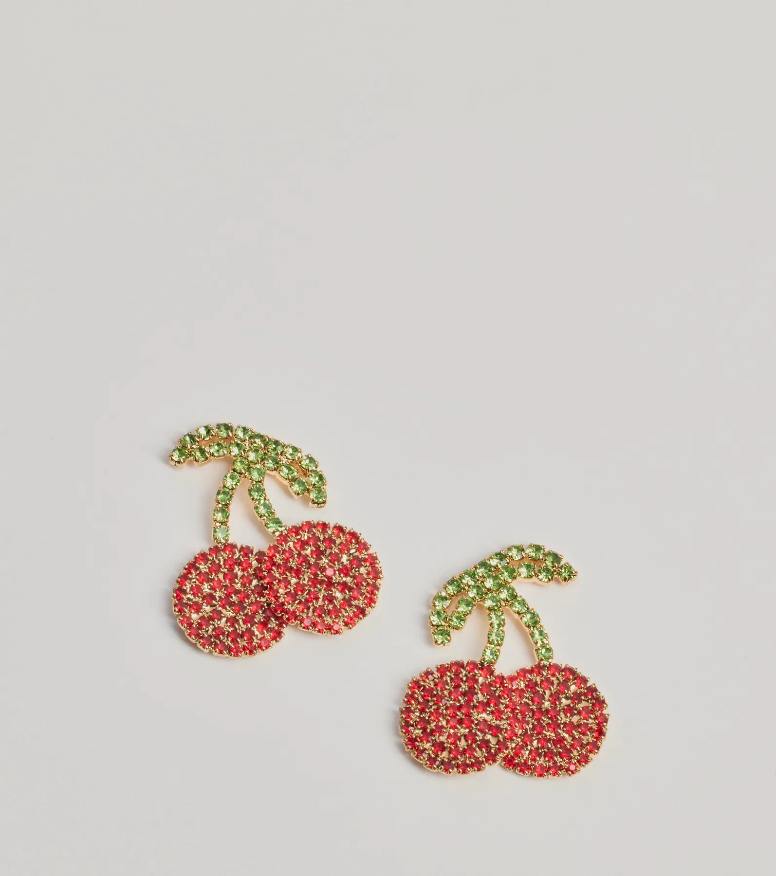 Stud Earrings for School Uniform -Sweet Glitz Rhinestone Cherry Stud Earrings