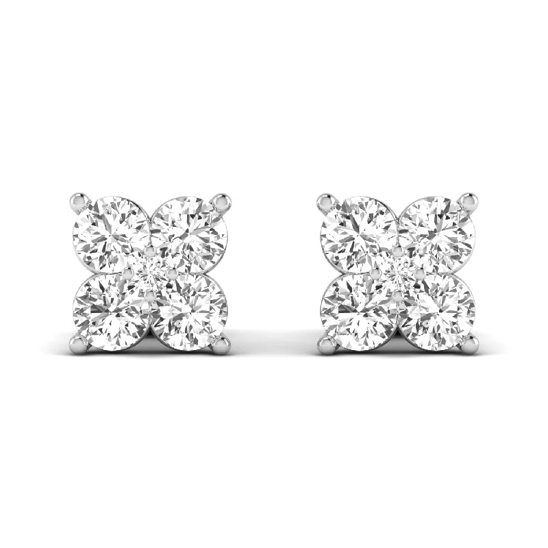 Oval Stud Earrings for Grace -The Quatro Diamond Cluster Stud Earrings