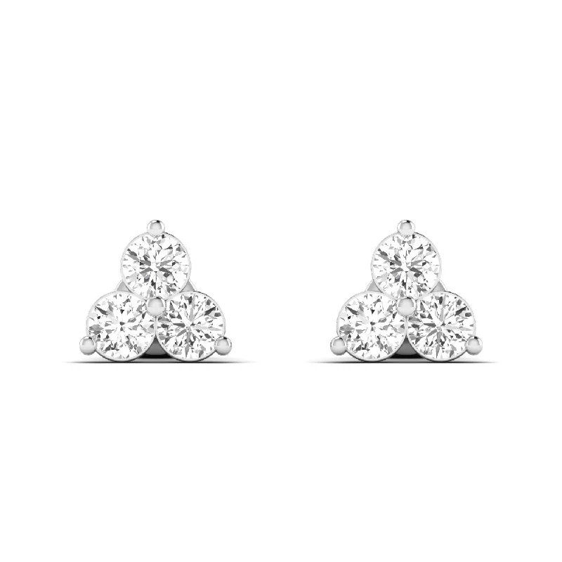 Punk Stud Earrings with Spikes -The Trinity Round Diamond Stud Earrings