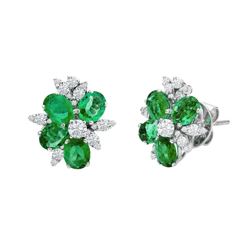 Stud Earrings with Chevron Designs -Tropical Paradise Rainforest Mini Emerald Stud Earrings