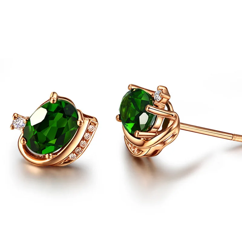 Triple Stud Earrings for Layered -Wholesale Rhinestone Emerald Stud Earrings