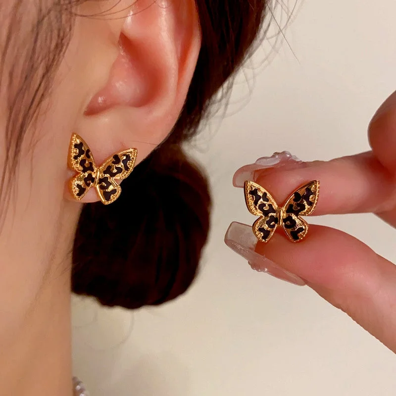 Star Shaped Stud Earrings for Charm -14K Gold-Plated Butterfly Stud Earrings