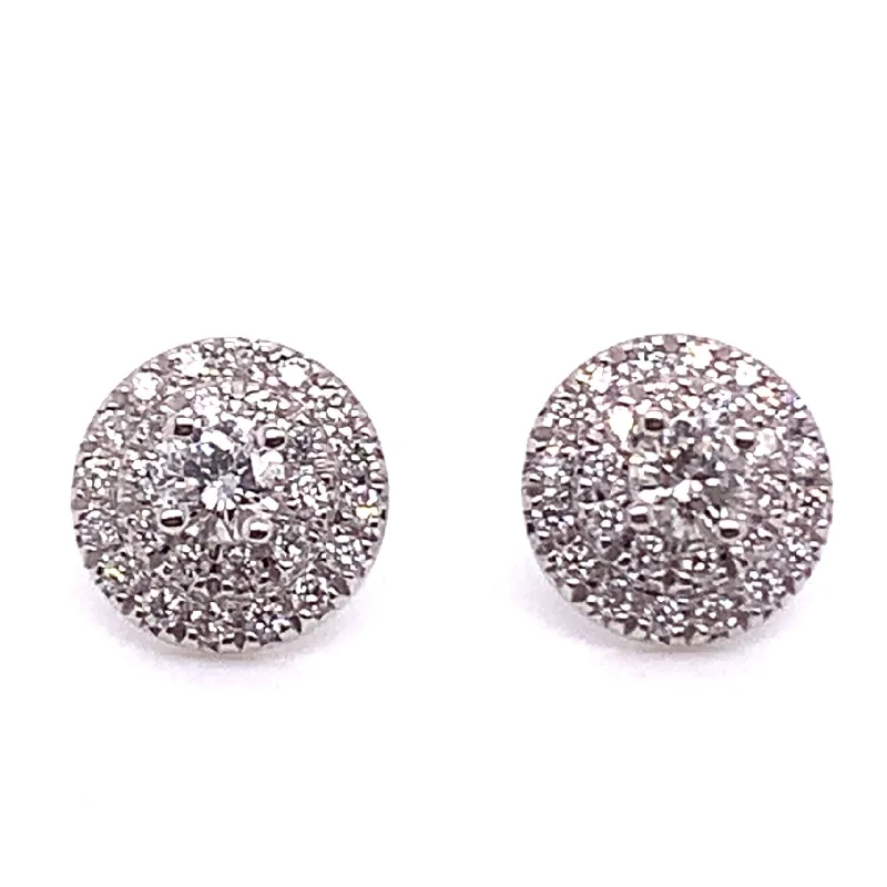 Adjustable Stud Earrings for Custom Fit -18ct White Gold 0.65ct Double Halo Earth Grown Diamond Stud Earrings