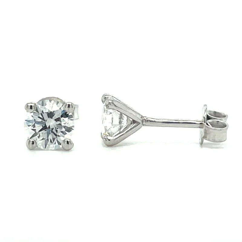 Magnetic Closure Stud Earrings for Easy -18ct White Gold 1.13ct Laboratory Grown Diamond Stud Earrings