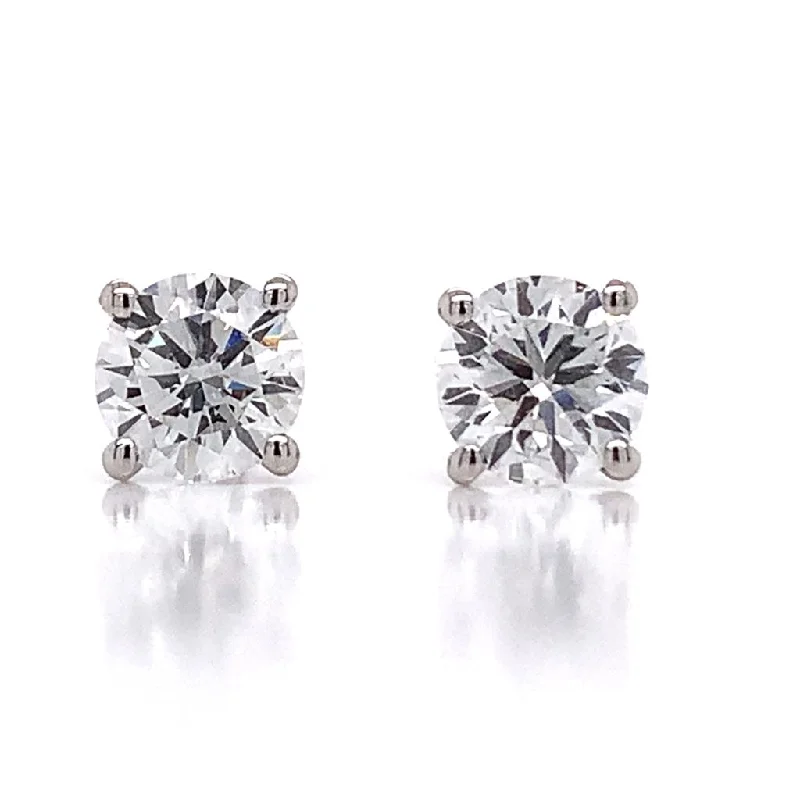 Push Back Stud Earrings for Convenience -18ct White Gold 1.42ct Laboratory Grown Diamond Stud Earrings